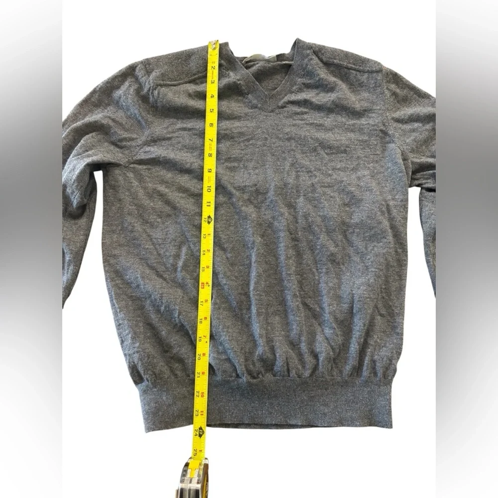 Vince | Gray Wool Elbow Patch V-neck Sweater Sz L